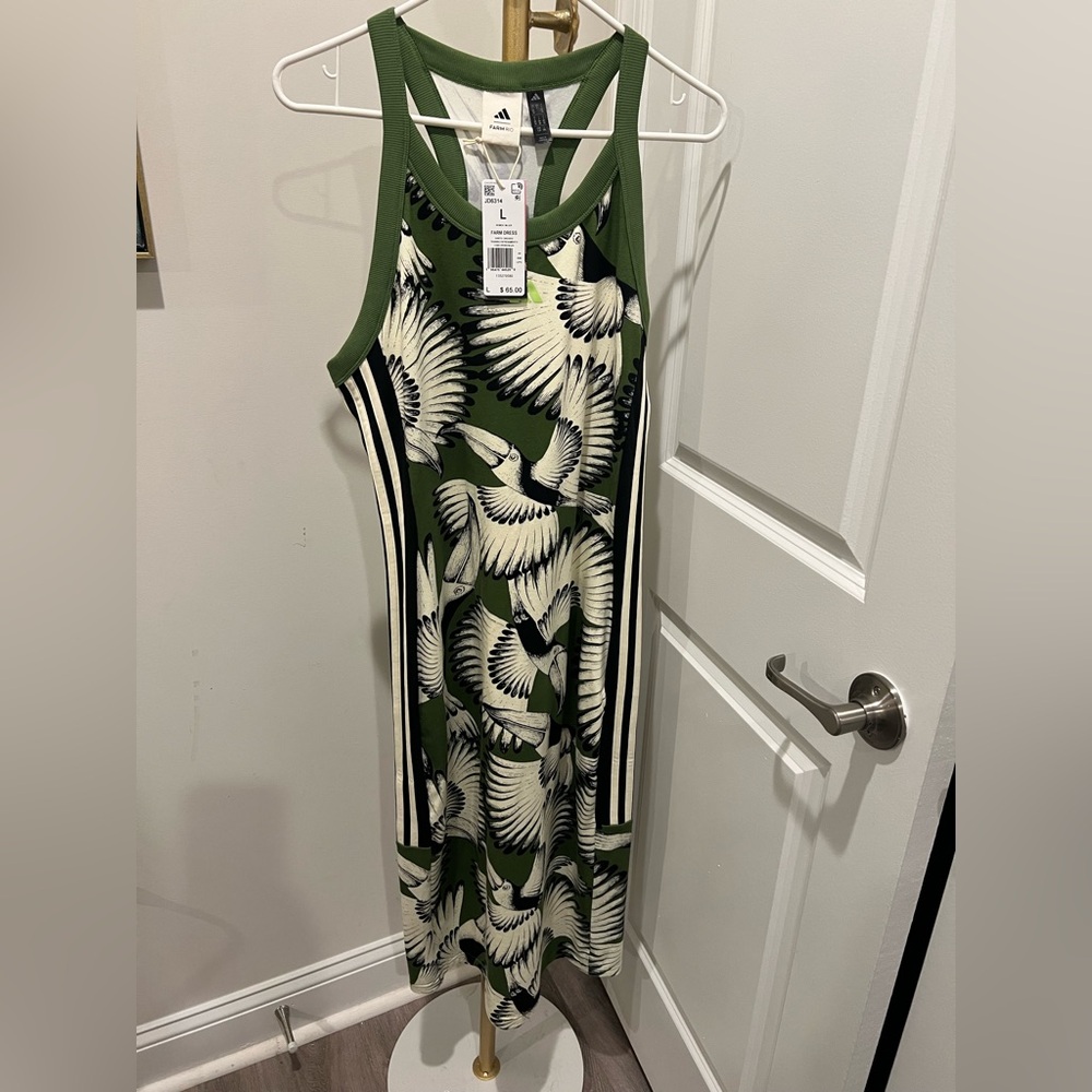 Adidas X Farm Rio Green and Black Patterned Dress - Picture 4 of 6